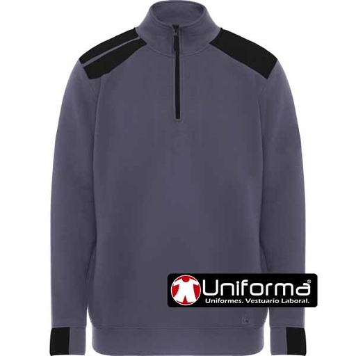 [LY8413] Sudadera Bicolor de Media Cremallera - LY8413 (Gris / Negro)