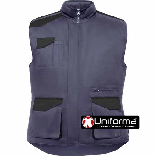 [LY8414] Chaleco Cuello Alto Bicolor - LY8414 (Gris / Negro)