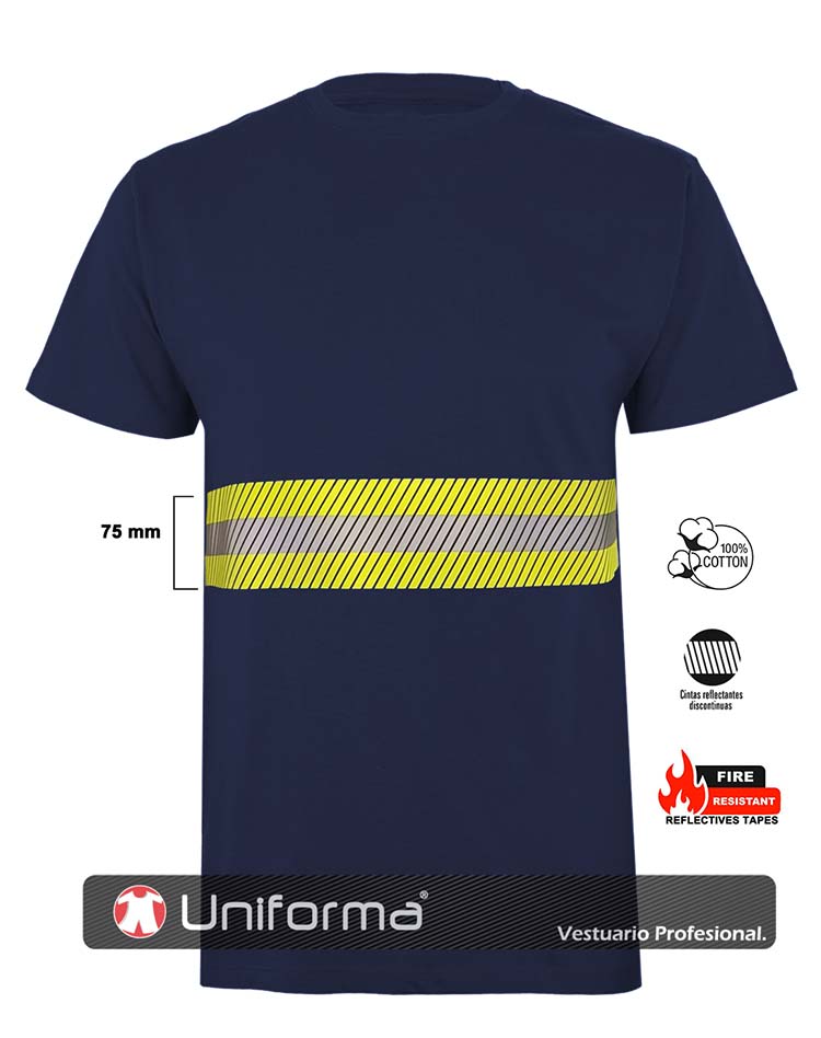 Camiseta Algodón Banda Reflectante Bicolor - UN1050
