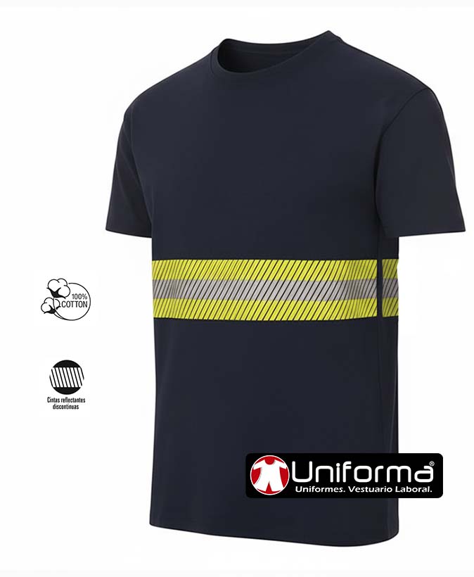Camiseta Algodón Banda Reflectante Bicolor - UN303