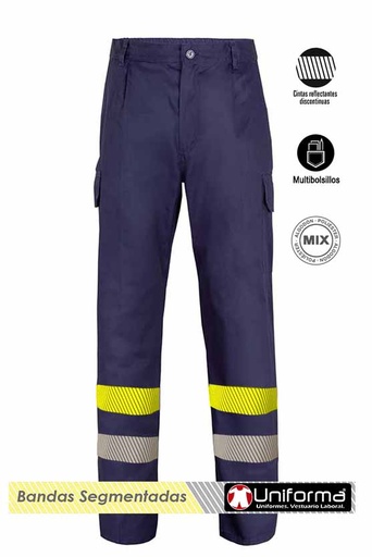 [UN34520] Pantalón con Bandas de Alta Visibilidad y Reflectante Gris - UN34520 (Azul Marino)