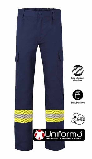 [UN10300350] Pantalón Algodón Ligero con Reflectantes - UN10300350 (Azul Marino)