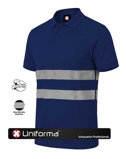 [UN2220] Polo Algodón Bandas Segmentadas Gris - UN2220 (Azul Marino)
