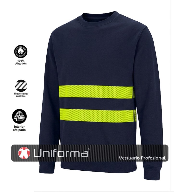 Sudadera Algodón con Bandas Alta Visibilidad Amarillas - UN3214