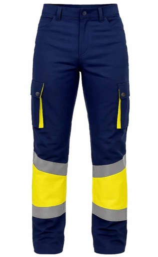 [PR6020] Pantalón Alta visibilidad Reforzado - PR6020 (Amarillo / Marino)