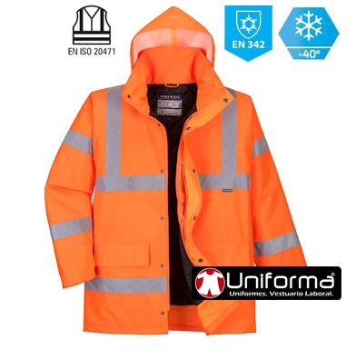 [PRT30] Parka alta visibilidad Naranja frío intenso tallas grandes - PRT30