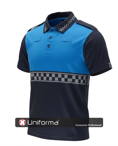 [TC3855] Polo Vigilante con Damero - TC3855 (Azul Celeste)