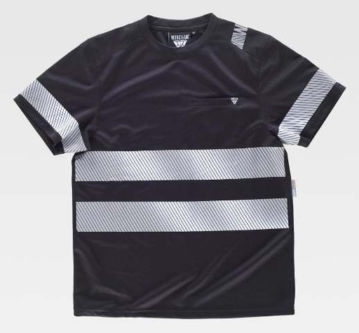 [TC9243] Camiseta Técnica Negra Bandas Reflectantes - TC9243