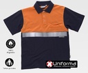 [TC3841] Polo Alta Visibilidad 100% Algodón con Banda Reflectante -TC3841 (Marino / Naranja)