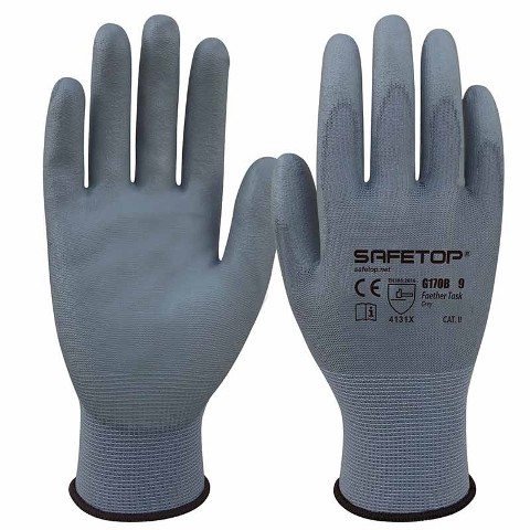 Pack 10 Guantes Sinteticos Poliuretano Gris SFG170B