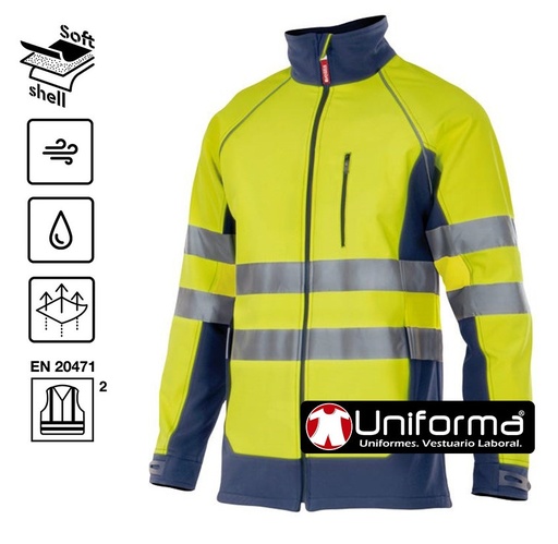 [V306001] Chaqueta Softshell Alta Visibilidad - V306001 (Amarillo Fluor)