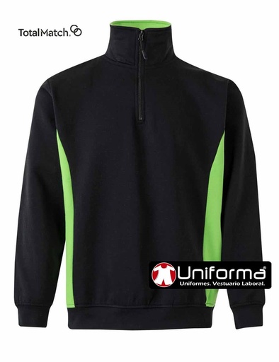 [V105704] Sudadera Bicolor Cierre Cremallera - V105704 (Negro / Verde)