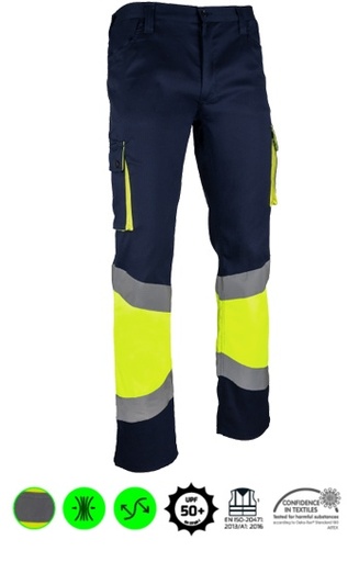 [PR4032] Pantalón Alta Visibilidad Reforzado Elástico - PR4032 (Amarillo / Marino)