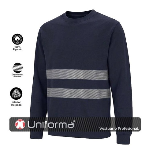 [UN005] Sudadera 100% algodón con bandas reflectantes de alta visibilidad. UN005 (Banda Gris)