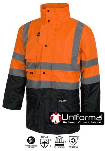 [TC3735] Parka Alta Visibilidad Desmontable 5 en 1 - TC3735 (Marino / Naranja)