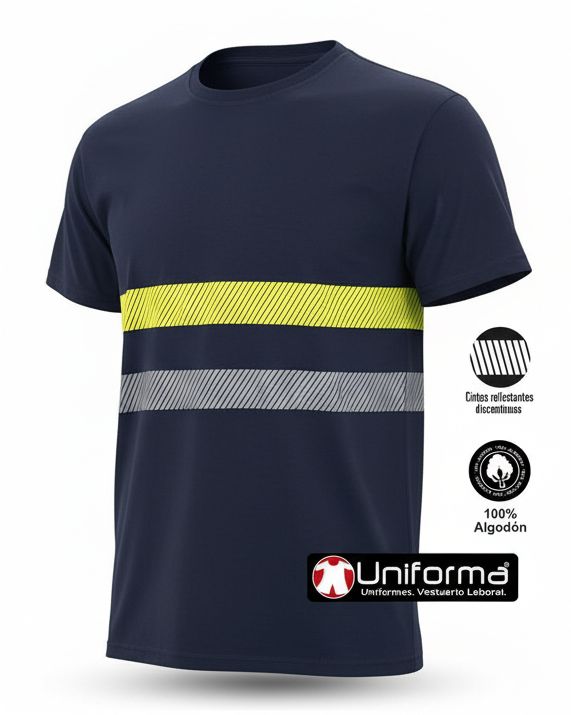 Camiseta Algodón Bandas Reflectantes y Alta Visibilidad - UN1030