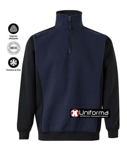 [V105703] Sudadera Bicolor de Cuello Alto - V105703 (Azul Marino)