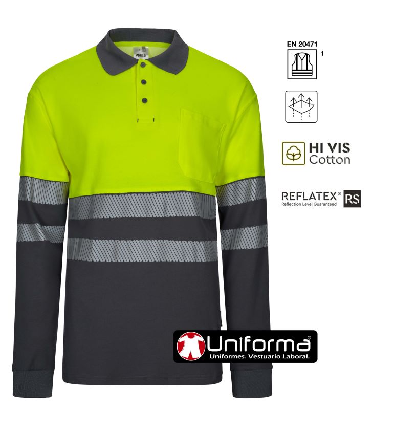 Polo Bicolor Manga Larga Banda Segmentada V305525