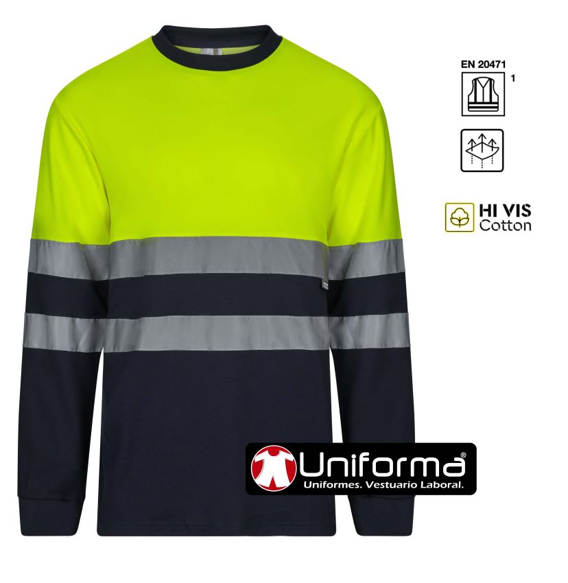 Camiseta Bicolor Alta Visibilidad con algodón - V305615