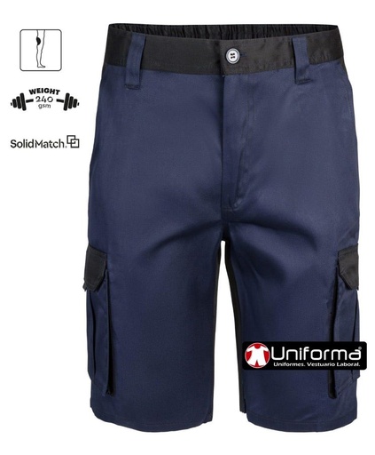 [V103021B] Pantalón Corto Bicolor Reforzado - V103021B (Azul Marino)