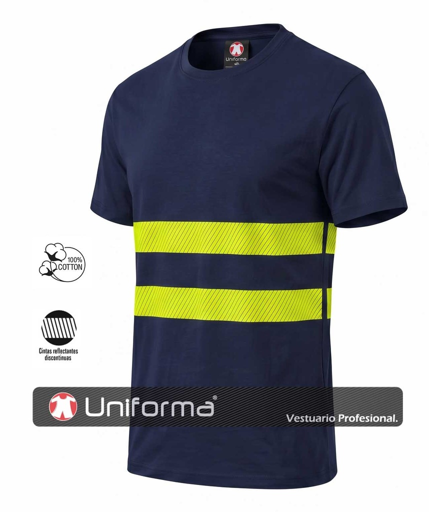 Camiseta Algodón con Bandas de Alta Visibilidad Amarillas - UN1040
