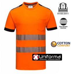[Portwest T181] Camisetas de alta visibilidad en Algodón / Poliéster bandas segmentadas - PT181