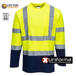[PS280] Camiseta Bicolor Cotton Comfort Manga Larga - PS280