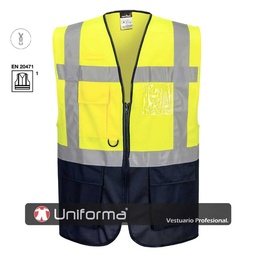 [PC476] Chaleco Alta Visibilidad Bicolor Multibolsillos - PC476