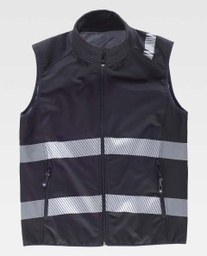 [TS9233] Chaleco Softshell Negro con Bandas Reflectantes - TS9233