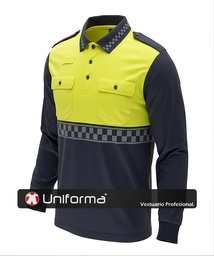 [TC3856] Polo Vigilante Manga Larga con Damero - TC3856