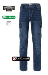 [V103028S] Pantalón de trabajo Vaquero Elástico Multibolsillos - V103028S