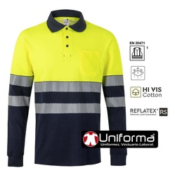 Polo Bicolor Manga Larga Banda Segmentada V305525
