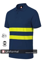 [UN2240] Polo Algodón Bandas Amarillas de Alta Visibilidad - UN2240