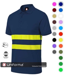 Polo Algodón Bandas Amarillas de Alta Visibilidad - UN2240