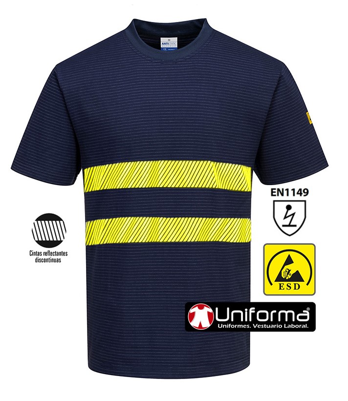 [PAS20AV] Camiseta Anti-estática ESD Bandas Alta Visibilidad - PAS20AV