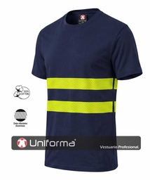 [UN1040] Camiseta Algodón con Bandas de Alta Visibilidad Amarillas - UN1040