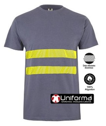 Camiseta Algodón con Bandas de Alta Visibilidad Amarillas - UN203