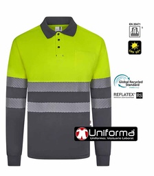 [V305535] Polo Bicolor Alta Visibilidad Poliéster Reciclado de Manga Larga - V305535