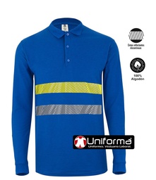 Polo Algodón Manga Larga Bandas Reflectantes - UN320