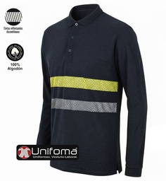 Polo Algodón Manga Larga Bandas Reflectantes - UN320