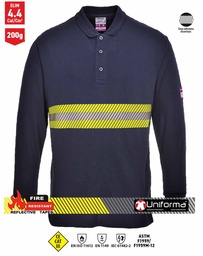 [UNFR1050] Polo Ignífugo con Bandas Reflectantes Bicolor - UNFR1050