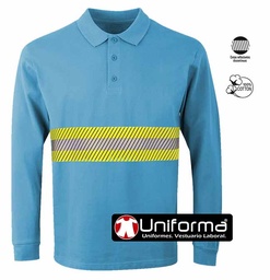 [UN330] Polo Algodón Manga Larga Banda Reflectante Bicolor - UN330