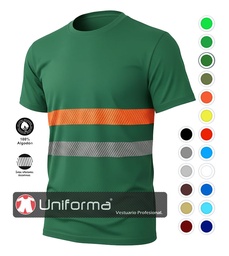 [UN1006] Camiseta Algodón Bandas Reflectante y Naranja Flúor  - UN1006