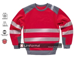 [TC9042] Sudadera Roja Combinada Cintas Reflectantes - TC9042