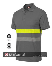 [UN2230] Polo Algodón Bandas Segmentadas Amarilla y Gris - UN2230